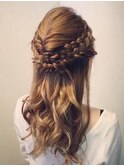 あみあみねじねじハーフアップ