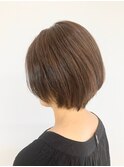 30代40代50代/丸みショートボブ/小顔/ひし型/ナチュラルブラウン