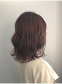 外ハネミディ・ショコラピンクブラウン