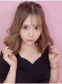 【ヘアセット】ミディアムアレンジ×ハーフアップ