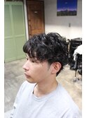 メンズ2ブロック×ショートパーマ