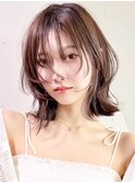 ミディアム韓国ヘアおくれ毛美髪顔周りレイヤー_ba544131