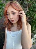 ミディアムくびれカール☆デザインカラーハイトーン20代30代