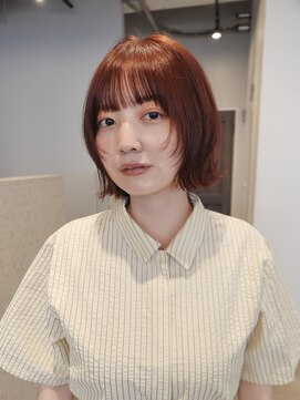 ディッセンバー 渋谷(December) レイヤー/ボブ/オレンジカラー/ブリーチなし/オレンジブラウン