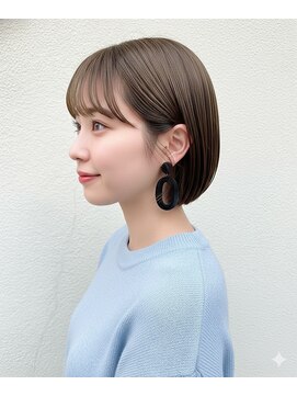 ムルチュラカメアリ(muruchura KAMEARI) 大人可愛い＊耳掛け丸みショートボブ×ミルクティーベージュ