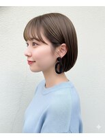 ムルチュラカメアリ(muruchura KAMEARI) 大人可愛い*耳掛け丸みショートボブ×ミルクティーベージュ