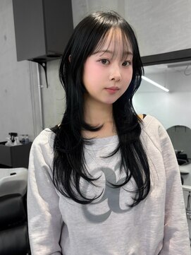 ハロ(Halo) 韓国レイヤー/ハッシュカット/ブルーブラック