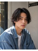 MEN's Baguz MEN'Sカット/ MEN'Sパーマ/ MEN'Sカラー 韓国ミディアムレイヤー×センターパートニュアンスパーマ