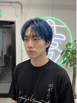 吉&nbsp;韓国風センターパートコンマバングブルーカラー