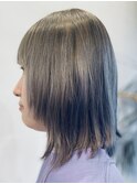 【Chikano】アッシュグレー／ブリーチあり／ダブルカラー