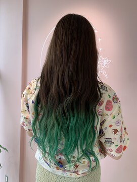 ルルバイアズール 草加店(LULU by azule) 裾カラー,グリーン,塩基性カラー【草加】