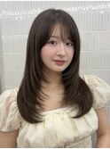 レイヤーカット/ミルクティーベージュ/顔まわりカット
