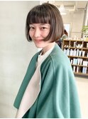 ミニボブ　ショートバング　地毛　レザーカット