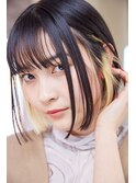 インナーカラー/ワンレンボブ/切りっぱなしボブ/内巻きボブ