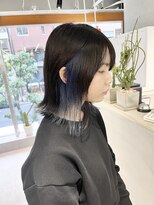 ファイブバイジエクト 堀江(FIVE by The Ect)&nbsp;インナーブルーカラー　切りっぱなしボブ