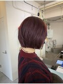 ボルドーピンクラベンダーボブショートボブ