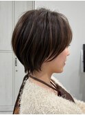 小顔ショートボブカラー大人ショートボブひし形ショートカット
