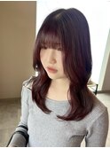 チェリーレッド/ボルドーカラー/レイヤーカット/韓国ヘア