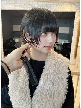 レイヤーショート/ショートボブ/地毛風縮毛矯正