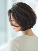 40代50代　丸みボブハイライト