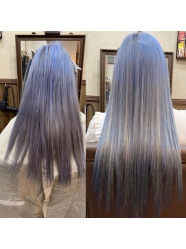 ディー エメ(D-aimer-) 他店のプラチナブルーカラーにエクステを合わせる 編込み50本