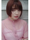 ピンク　ミニボブ　フェザーバング　ヴェルヴェット