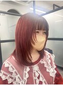 《三軒茶屋 Aria》顔まわりレイヤー*ウルフカット×レッド