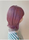 ふわっと可愛いWカラーピンク×パープルヘアブリーチハイトーン