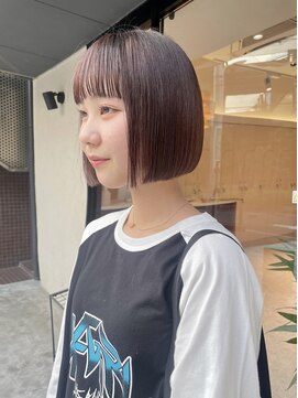 ルル 表参道(lulu.) フルバング ミニボブ ブラウンカラー  内巻きボブ【Riku】