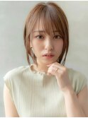 20代30代大人かわいいシースルーバングボブベージュカラー