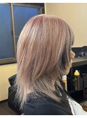 **ホワイト系ピンクアッシュダブルカラー**