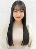 ダークグレー 髪質改善ストレート 縮毛矯正 シースルーバング