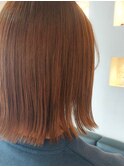 切りっぱなしボブ×オレンジカラー