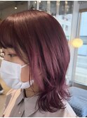 20代◎大人可愛いくびれカット×イルミナカラー×コーラルピンク