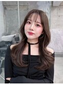 黒髪韓国小顔レイヤーイメチェン暗めオリーブグレークラゲヘアー