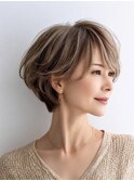 白髪ぼかし白髪ぼかしハイライト大人ショート40代50代60代
