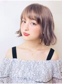  無造作外ハネアッシュベージュボブ【RENJISHI 松岡】