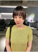 デザインカラーレイヤーカットウェットヘア夏オリーブベージュ