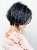 20代30代大人かわいいショートボブｘ小顔ひし形丸み黒髪