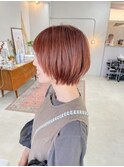 20代30代40代ウルフレイヤーボブ外ハネショートボブオレンジ
