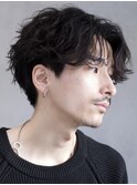 原宿ツイストスパイラルパーマメンズカット大人センターパート