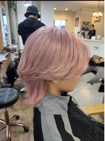 ラッシュヘアエン(Rush hair en)&nbsp;ホワイトピンク×センターパートウルフ