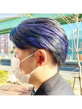 エスヘアー 名古屋 金山(es hair) 外国人風ツーブロック・コントラストブルーハイライト