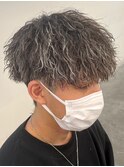 奈良men'sホワイトメッシュ縦落ちツイストスパイラルパーマ