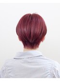 マッシュショート#レッド#ベージュ#ケアブリーチ#ダブルカラー