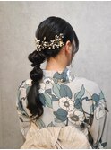 ヘアセット 浴衣×編みおろしヘア 玉ねぎヘア/着付け#3