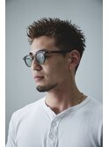ブラウン×ワンカラー刈り上げスパイキーショートスタイル
