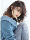 小顔外ハネミディアムアッシュ20代30代40代くびれミディ韓国ヘア