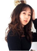 30代40代☆ショコラアッシュ☆大人可愛いなみなみウェーブロング