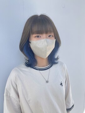 カリーナコークス 原宿 渋谷(Carina COKETH) ブルー/オリーブ/インナーカラー/ダブルカラー/イヤリングカラー